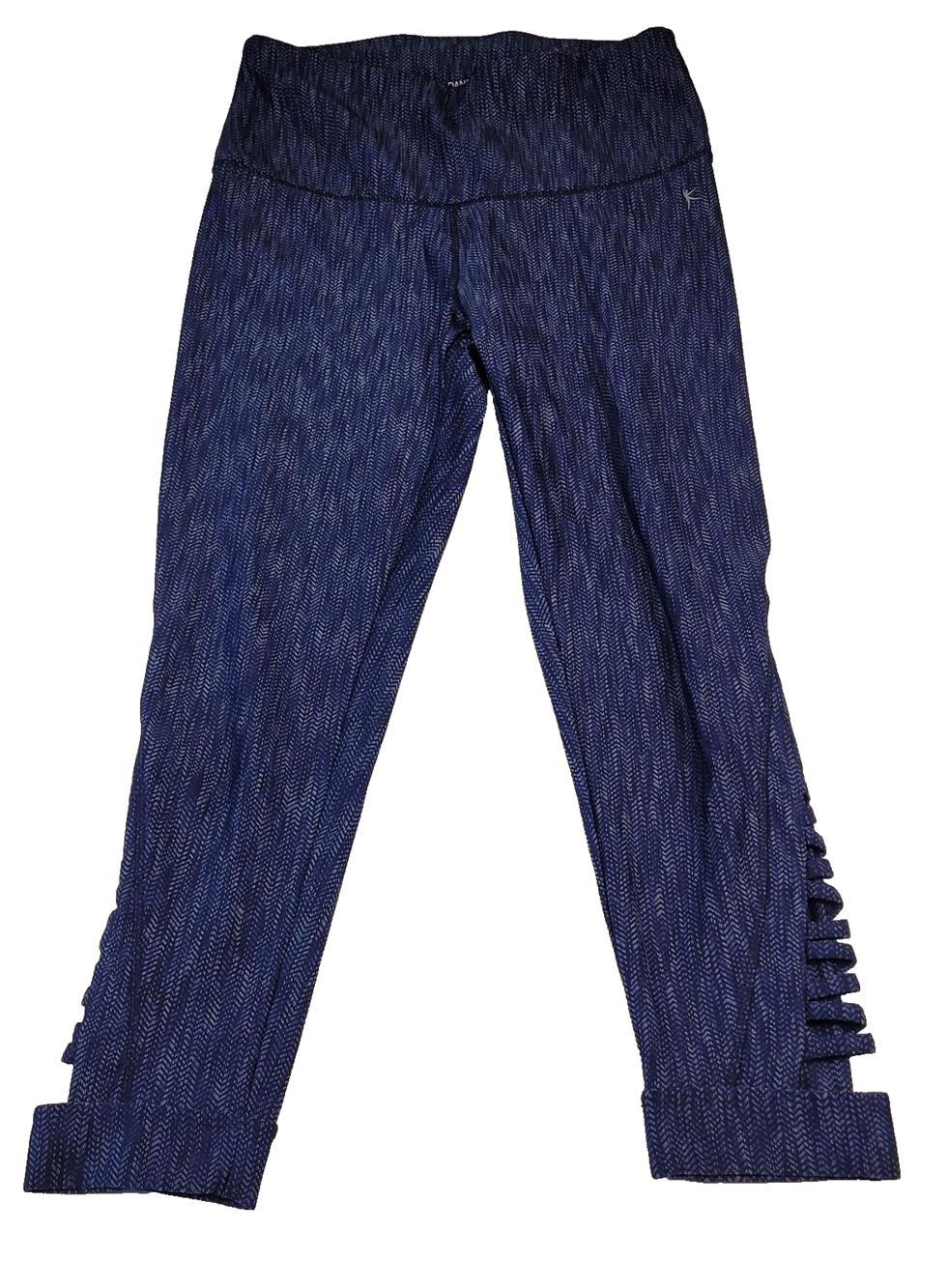 Danskin Now Leggings Womens Small 4-6 Blue Sapphire DRI-MORE Ankle Lattice Hem